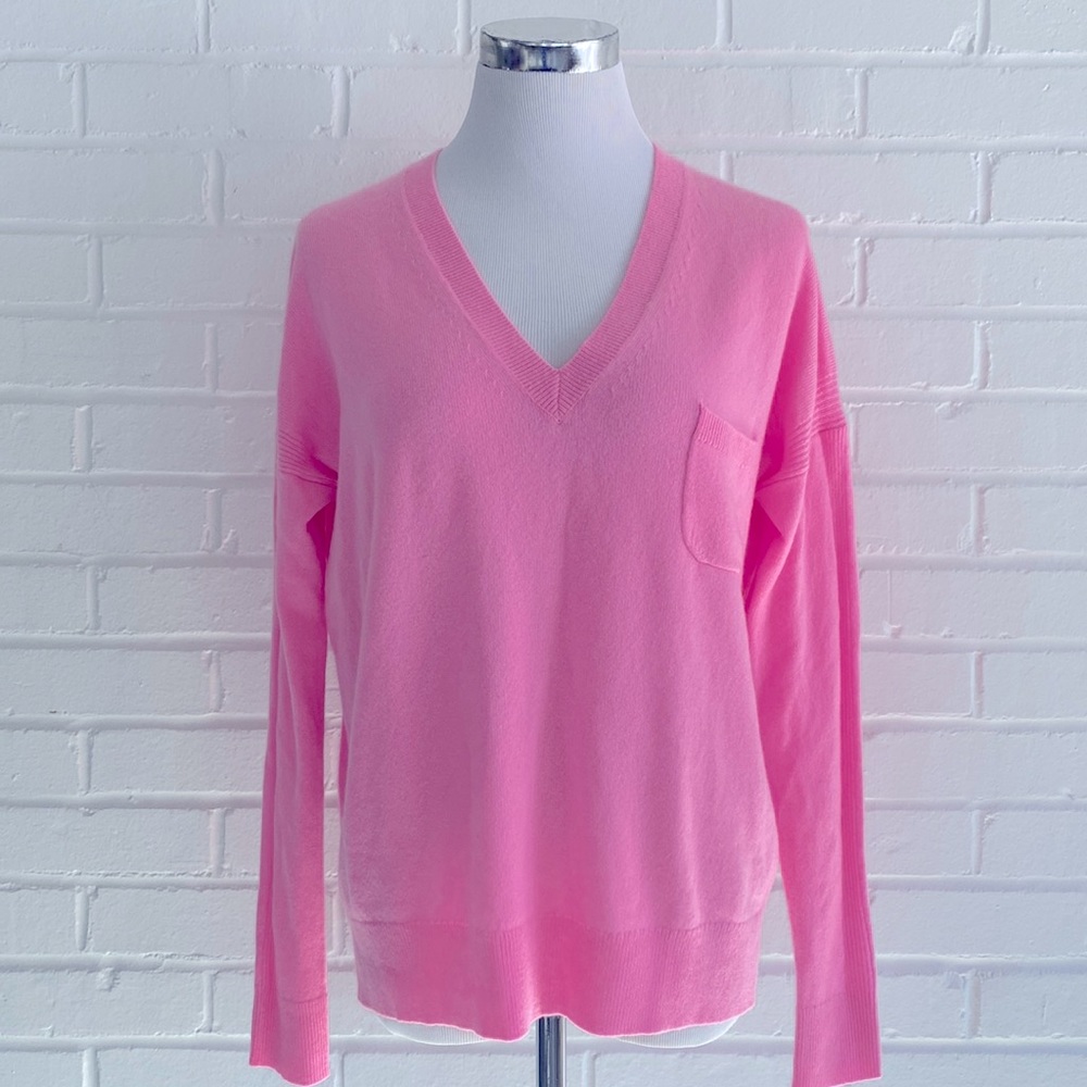 J.CREW Collection Cashmere Pocket V neck Sweater XS Pink E7632